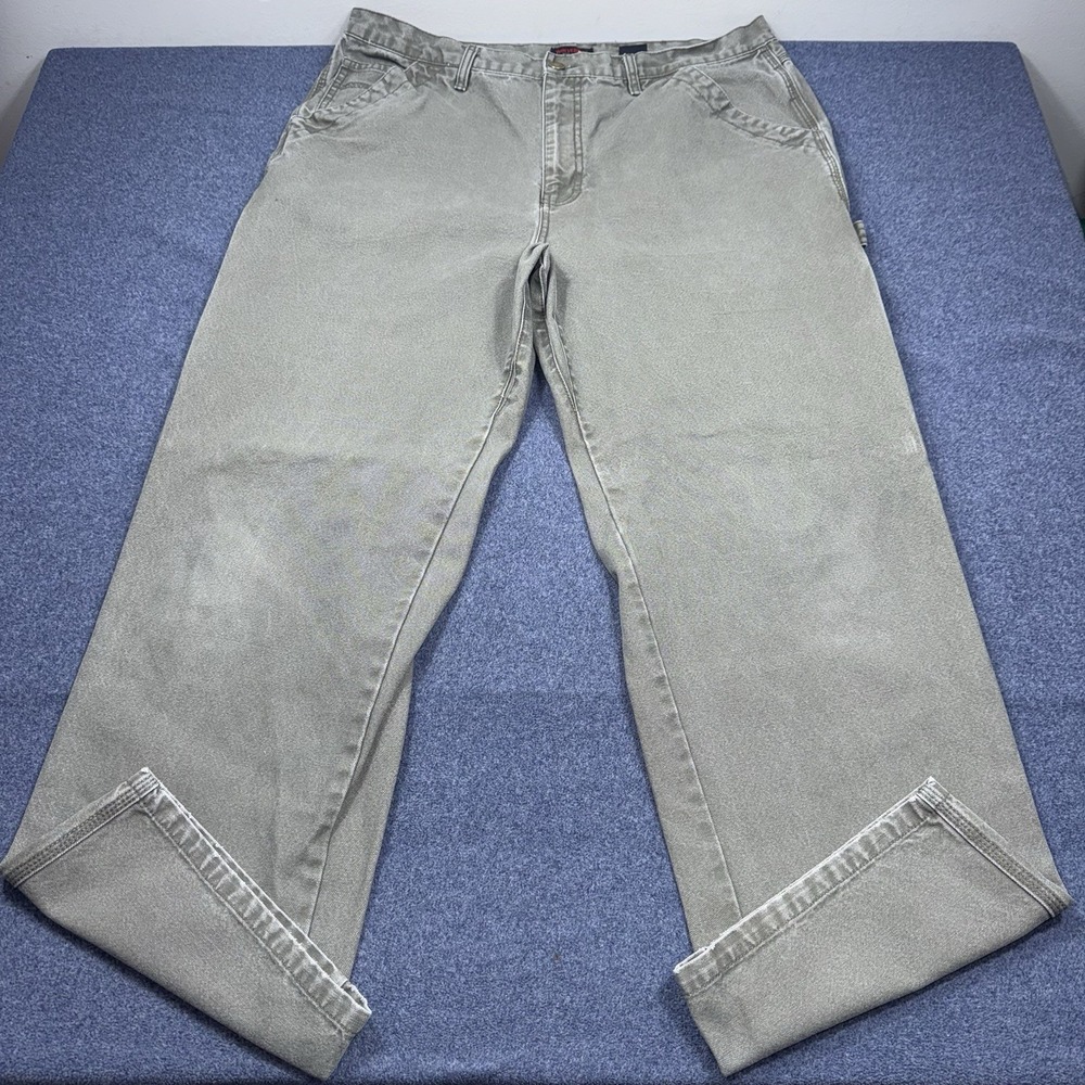 Wolverine Mens 38x32 Carpenter Pants Green Canvas Utility Pocket Workwear